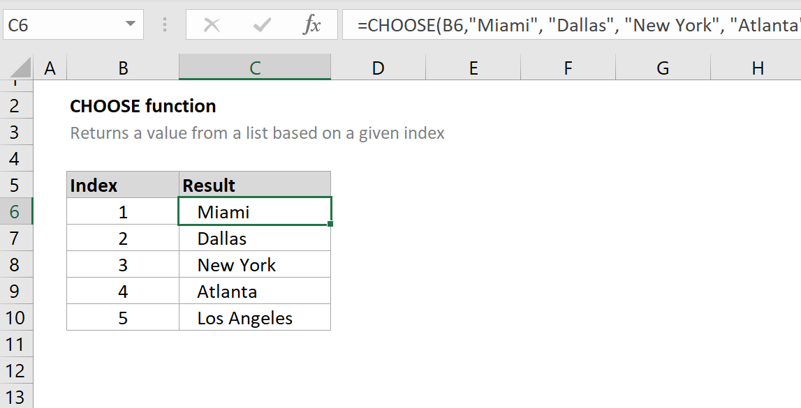 Formulas are an excellent way to maximize your efficiency when working with excel. How To Use The Excel Choose Function Excelfind