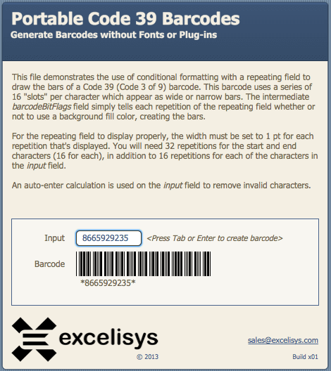 This current procedural terminology code helps service providers communicate with insurers. How To Generate Code 39 Barcodes On Filemaker Excelisys