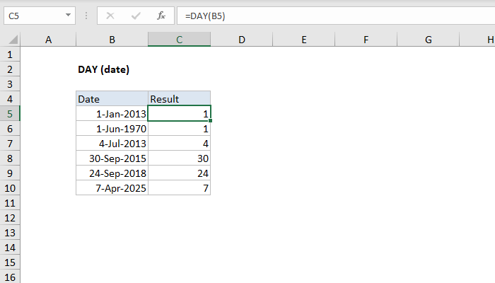 Excel days function can be used to calculate the total number of days when you have the start and the end date. How To Use The Excel Day Function Exceljet