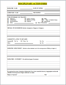 40 disciplinary action form templates excelshe