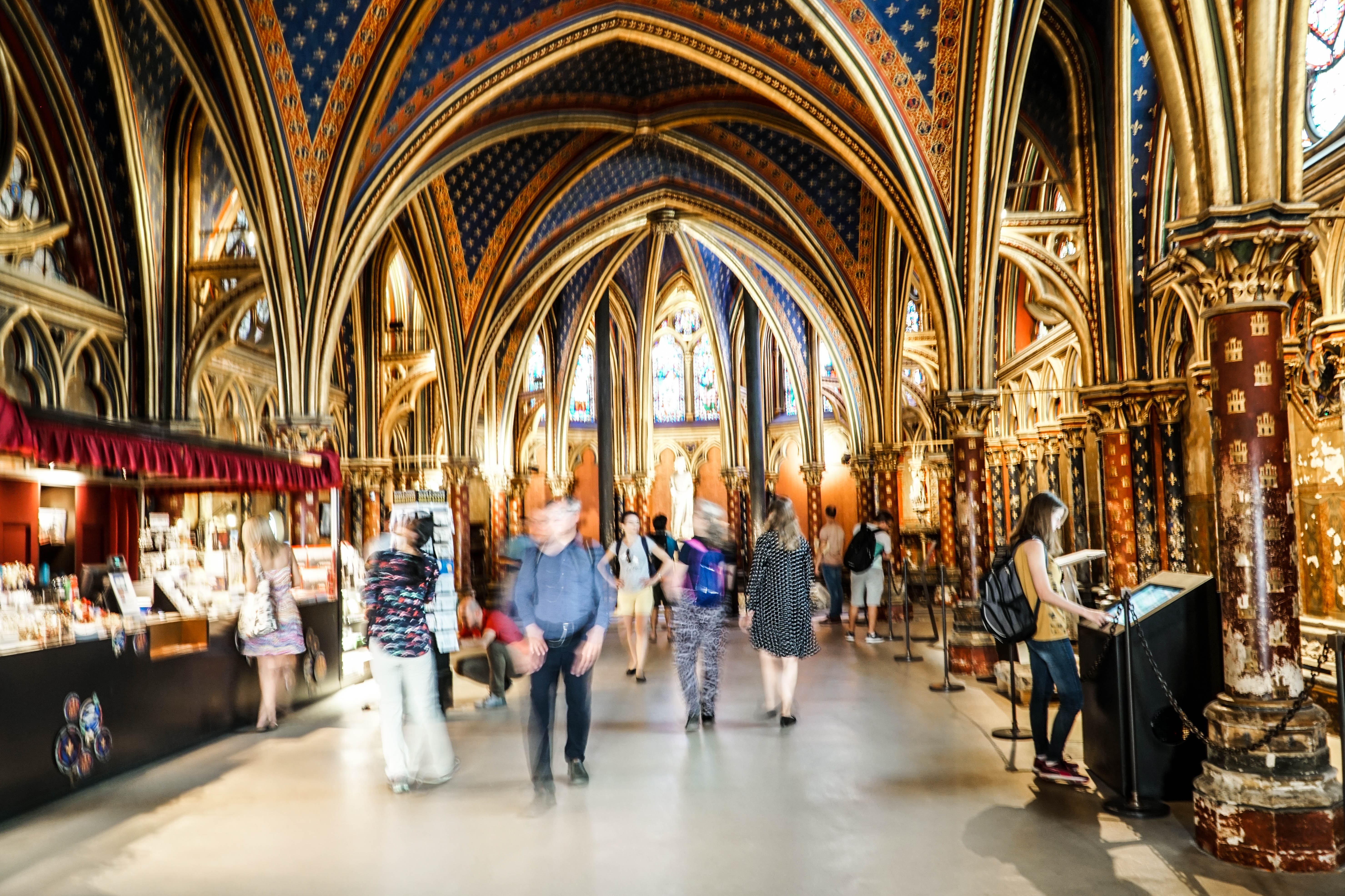 The ceiling above is of blue, spangled by fleurs de lys as if by stars. Ageless Beauty at Sainte-Chapelle - Exploring Our World