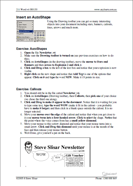 Microsoft Word Training Course Workbook 211 EzyLearn Online Training Courses