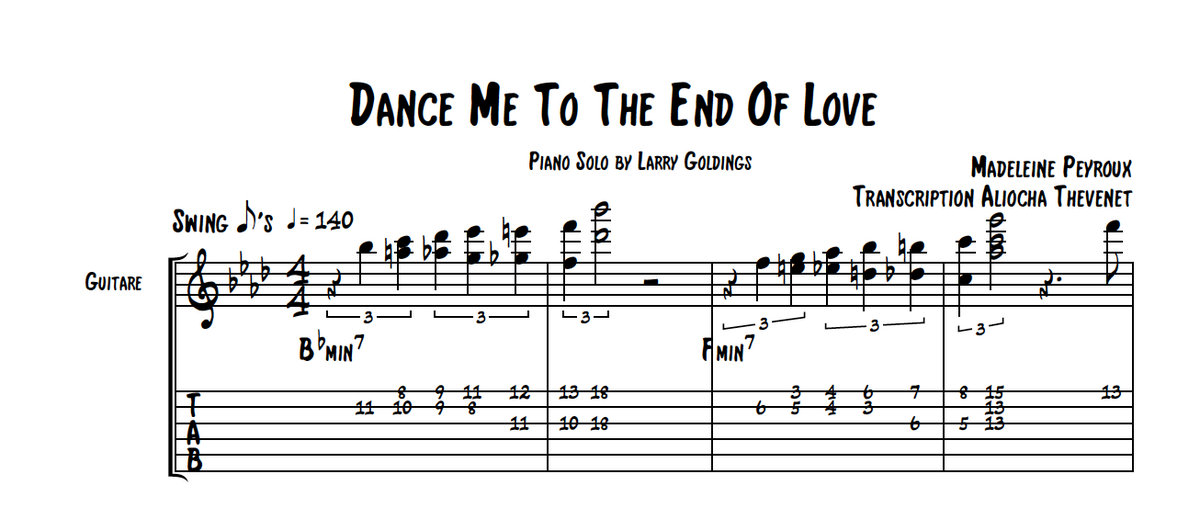 Learn to play this classic jazz standard in the stride piano style for yourself, or for someone else, in the key of g minor. Dance Me To The End Of Love Madeleine Peyroux Larry Goldings Aliocha Thevenet