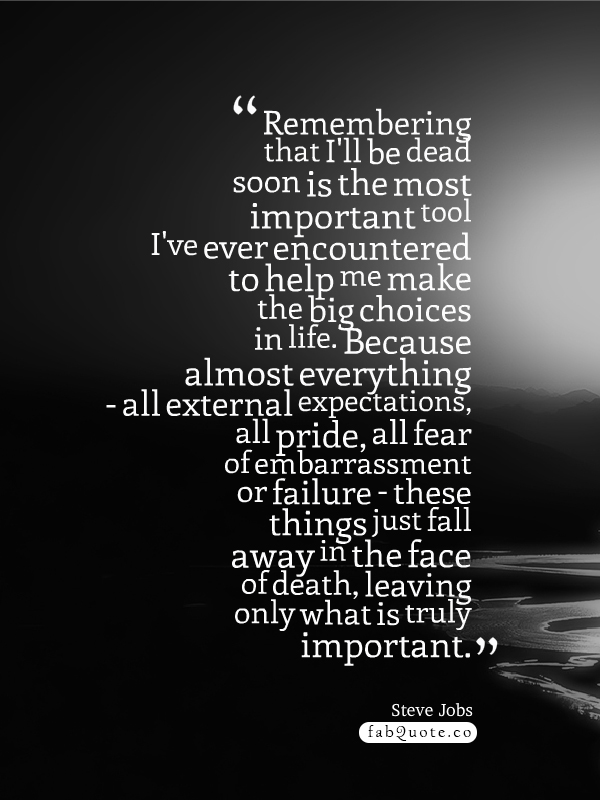 Over time, methods of identifying and deciding death have changed. Steve Jobs Death Quote