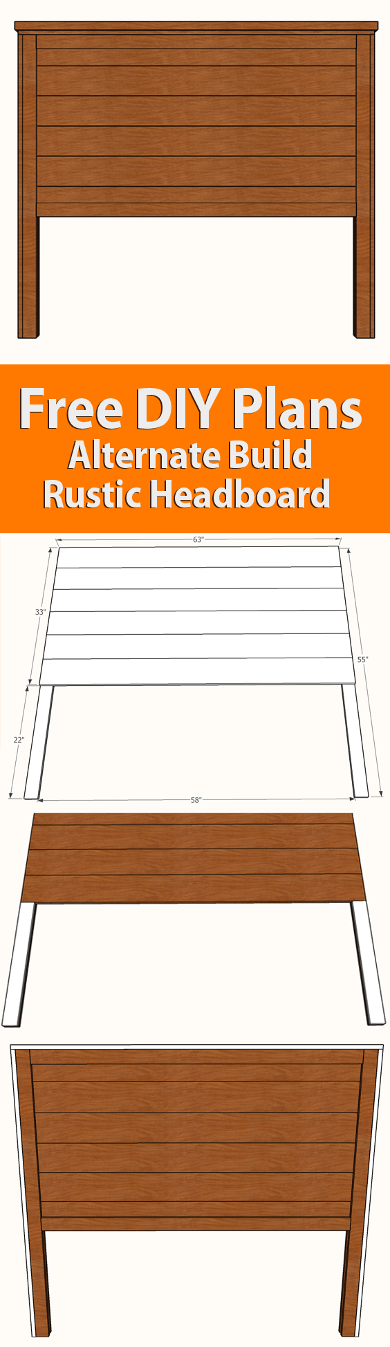 Free DIY Rustic Queen Headboard Plans alternate build » Famous Artisan
