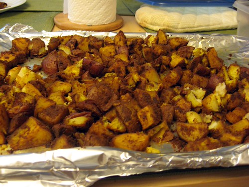 Curry and Tumeric Seasoned Wedges Out of the Oven