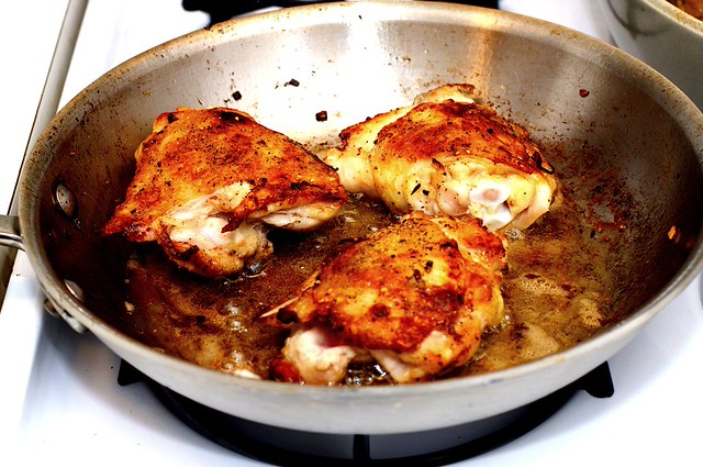 browning the chicken thighs
