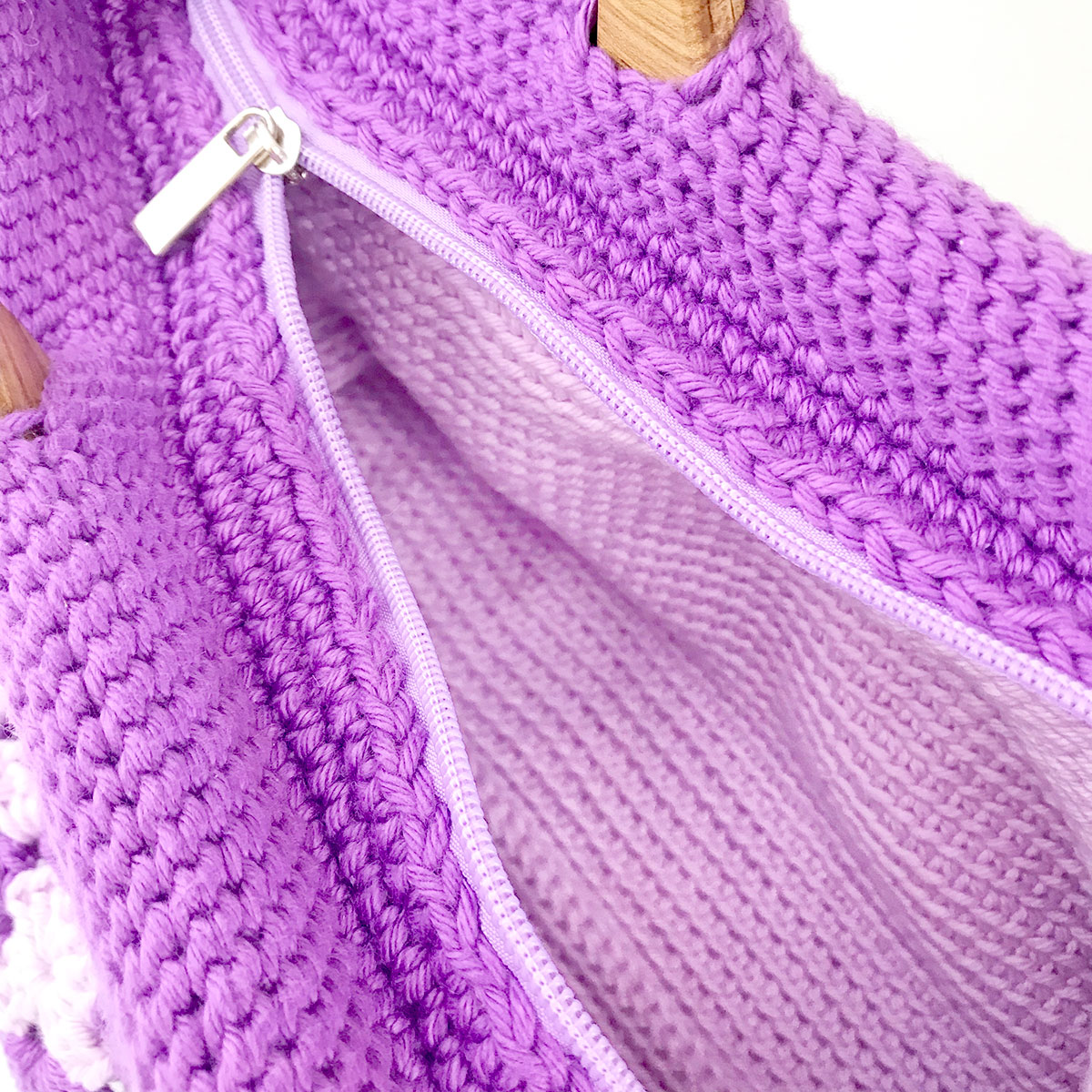 zippered knitting project bolsa pattern