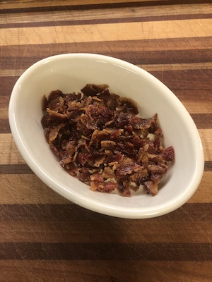 Crumbled bacon for topping mamaliga