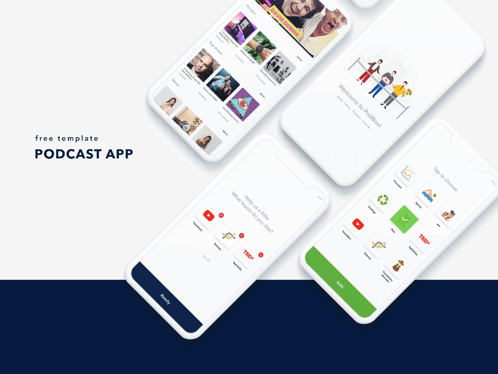 A realistic yet simplified mockup of the entire facebook business page. Podcast App Template Free Figma Resource Figma Elements