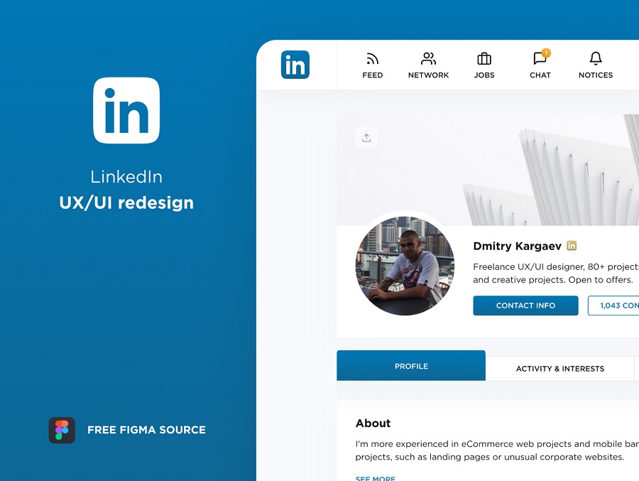 Free for commercial use high quality images Free Figma Linkedin Re Design Concept Free Figma Template