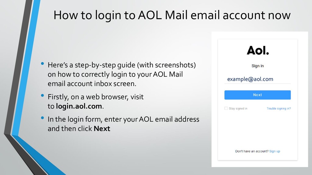 Find out how to sign up for aol mail and what to do if you have . How To Sign In To Aol Email Account Inbox Page Aol Com Mail Login Speaker Deck