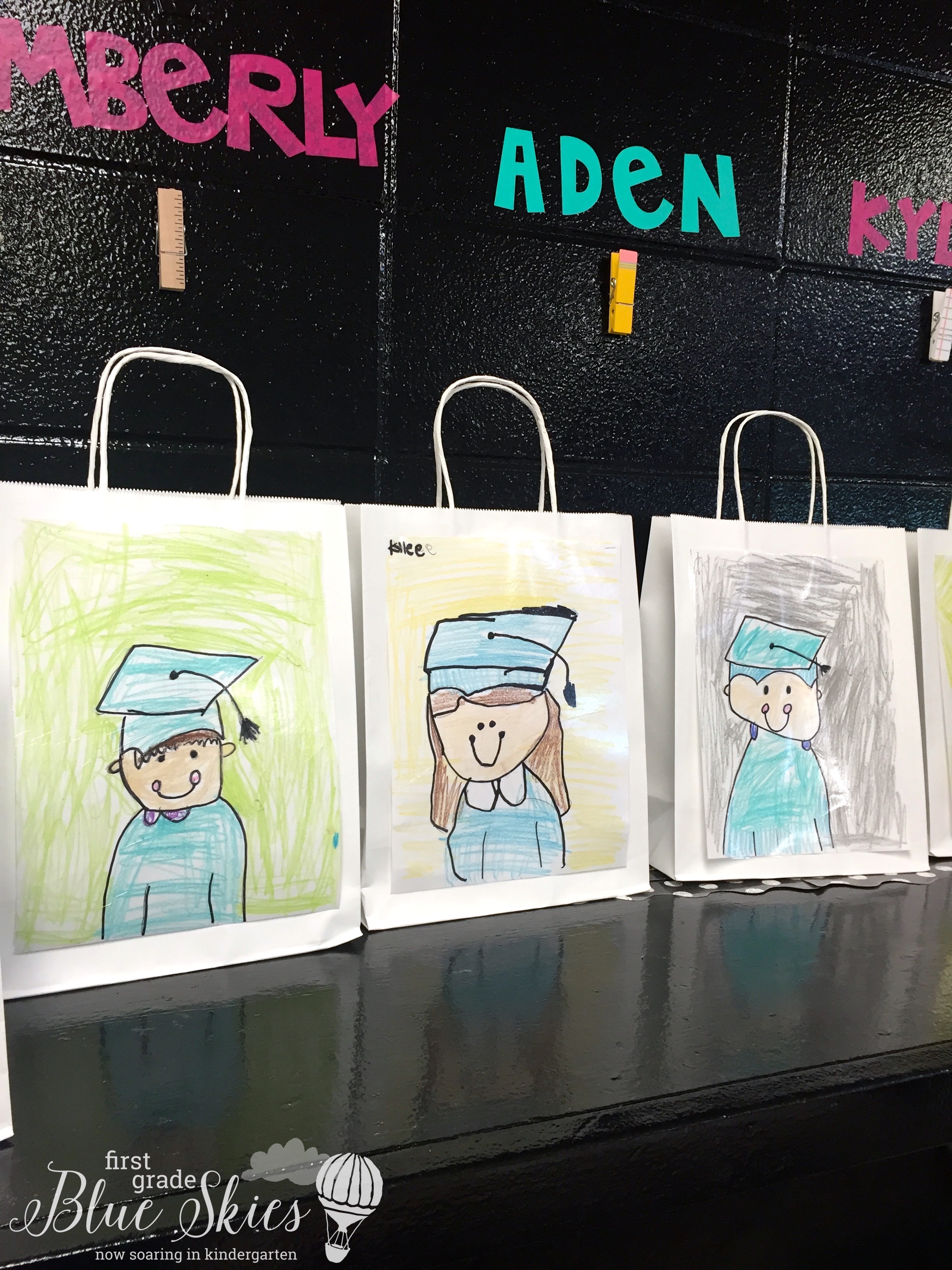 Graduation Directed Drawing and FREE Book Covers First Grade Blue Skies