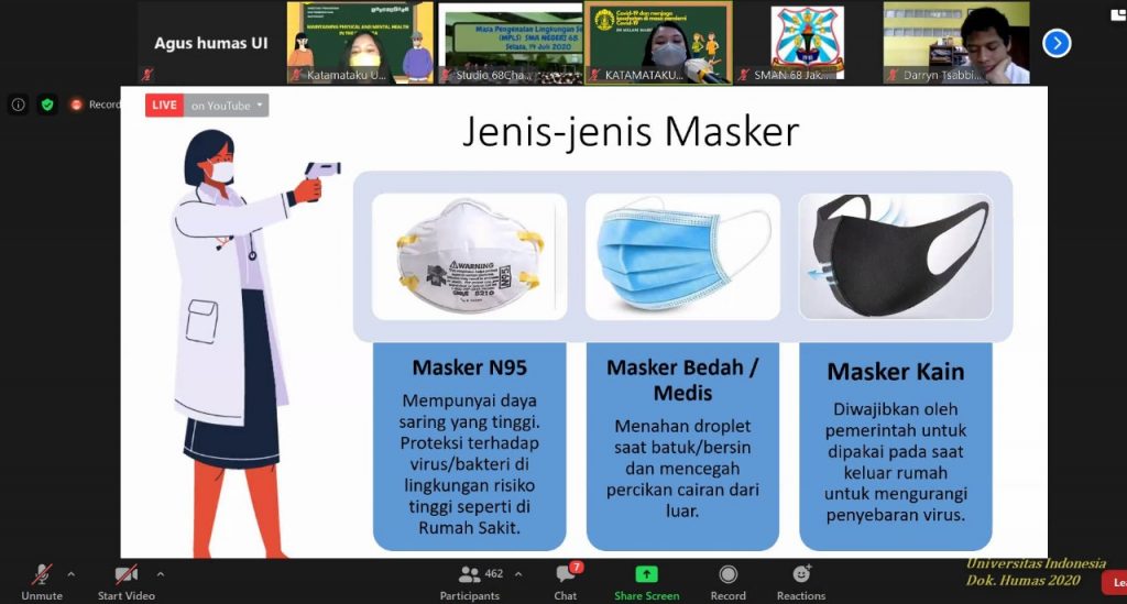 Tim Katamataku UI Beri Penyuluhan Kesehatan Mental dan Fisik Secara Daring  bagi Siswa dan Guru SMA - FKUI