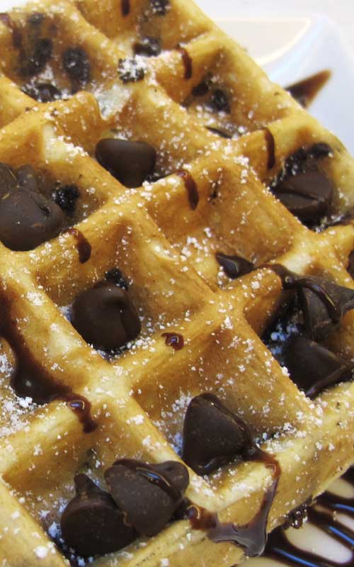 Add milk, melted butter and eggs. Chocolate Chip Belgian Waffles Recipe Flavorite