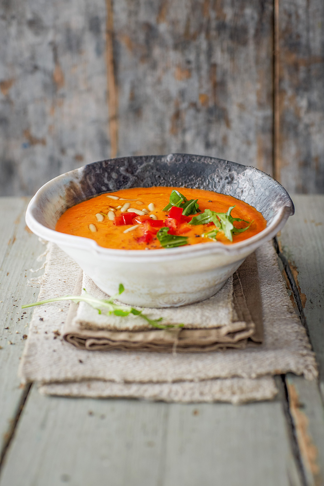 Geröstete Paprikasuppe, vegan, Sebastian Kopien, Kochbuch, Suppe, Rezept, Paprika