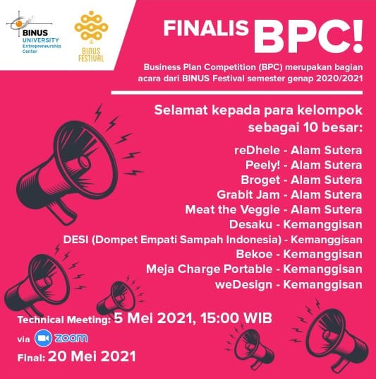 4 dari 10 Finalis BPC 2020/2021 dari Food Technology BINUS – Department of  Food Technology