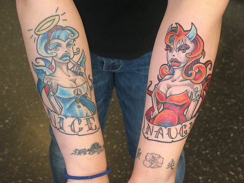 Devil Angel Tattoos | Foot Tattoos Design 375_x_500_jpg