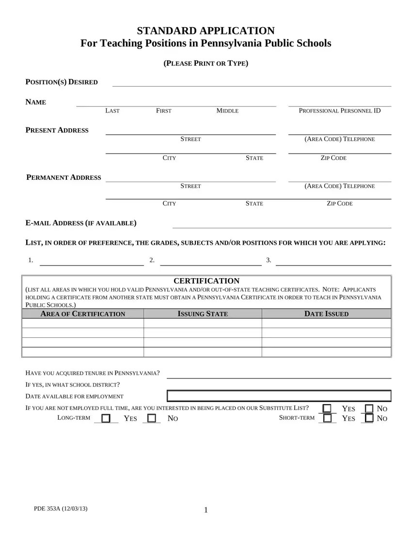 standard pa application fill out printable pdf forms online
