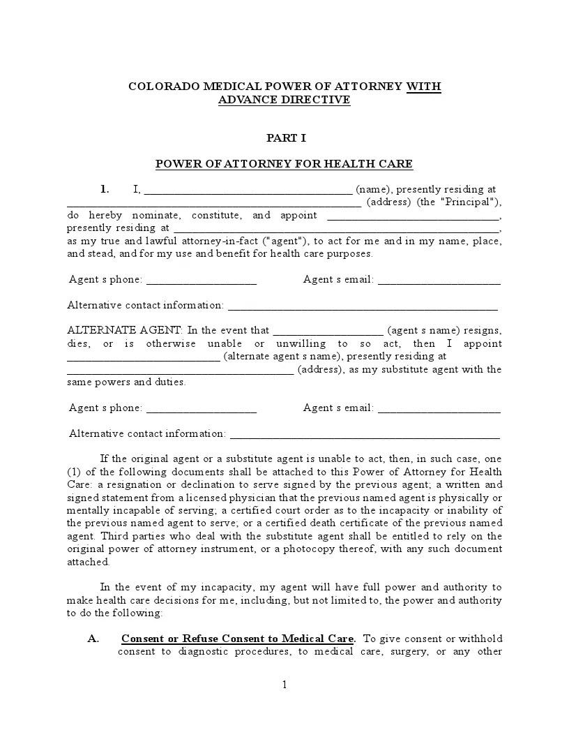 free colorado power of attorney poa forms pdf doc formspal