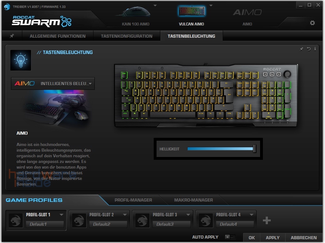 While the click is more substantial than i'm used to, making it perfect for actions like a melee attack or grenade toss, the stepped movements on scrolling often felt too minuscule during daily common tasks such as browsing. Roccat Vulcan 122 AIMO und Kain 100 AIMO im Test | Hardware-Inside | Hardware-Inside Forum