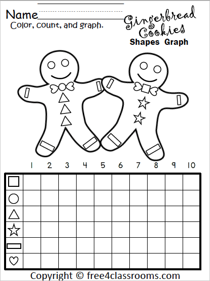 Make shape recognition and learning preschool shapes fun with these free printable christmas worksheets. Free Gingerbread Boy Shapes Graphing For Kindergarten Free4classrooms