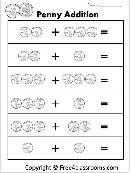 Our large collection of math worksheets are a great study tool for all ages. Free Penny Addition 1 Digit Math Free4classrooms