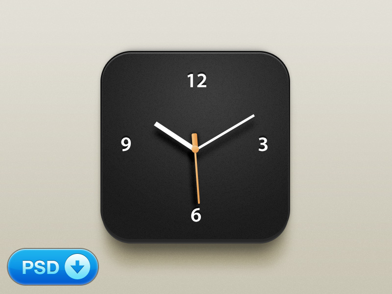Free Clock iOS Icon PSD - Free Download