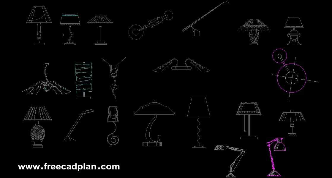 Table Lamps Dwg Cad Blocks Download Free Cad Plan