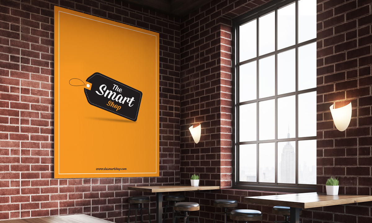 Free Poster MockUp In Restaurant For Promotion