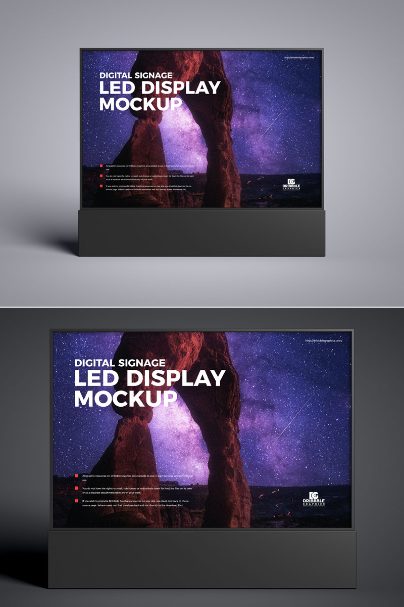 Create a realistic banner display for your website or for make a banner design presentation in few seconds. Free Advertising Led Display Banner Mockup Psd Free Mockup Zonefree Mockup Zone