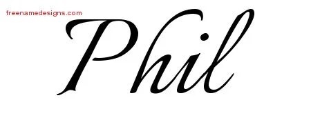 Calligraphic Name Tattoo Designs Phil Free Graphic - Free Name Designs 200_x_450_jpg
