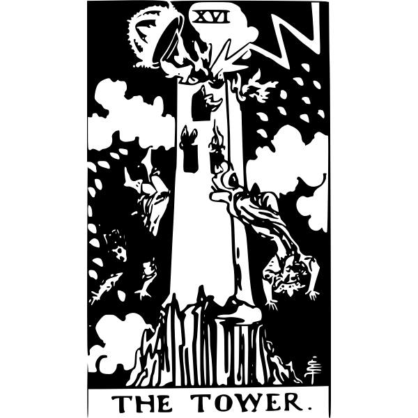 The Tower Tarot Card Drawing - Tower Tarot Card Free Svg