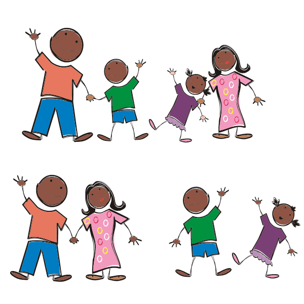 You will receive • 8 svg file • 8 dxf file • 1 eps file • 8 jpg file . Stick Figure Black Family Free Svg