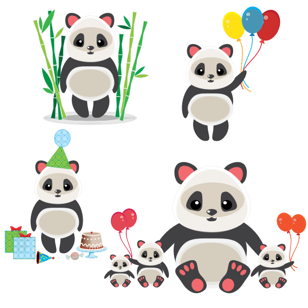 Vector image of a panda. A Group Of Cute Pandas Free Svg