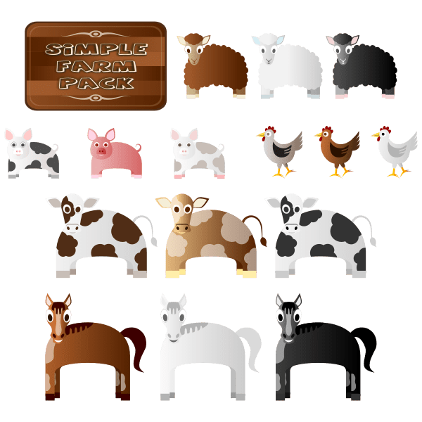 Set of 4 cute farm animals as shown. Clip Art Farm Animal Clipart Farm Animals Vector Farmer Printable Cute Farm Animal Svg Horse Pig Sheep Cow Chicken Clipart Easter Instant Download Art Collectibles