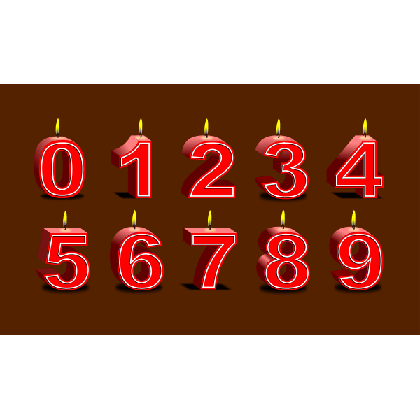 Numbered candle set and cake vector. Birthday Candles Free Svg