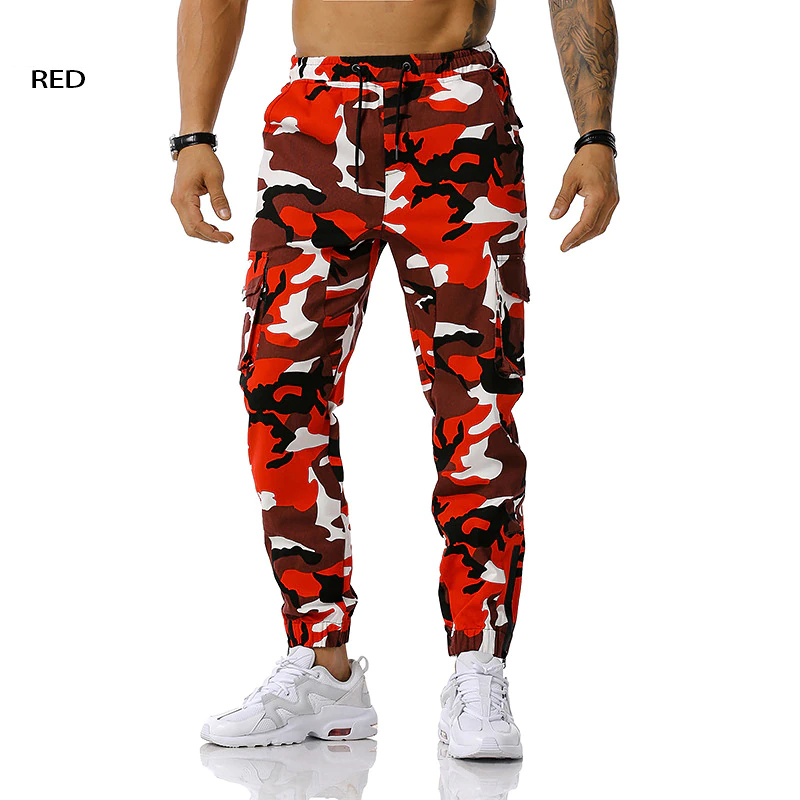 Slim Fit Camo Cargo Pants red