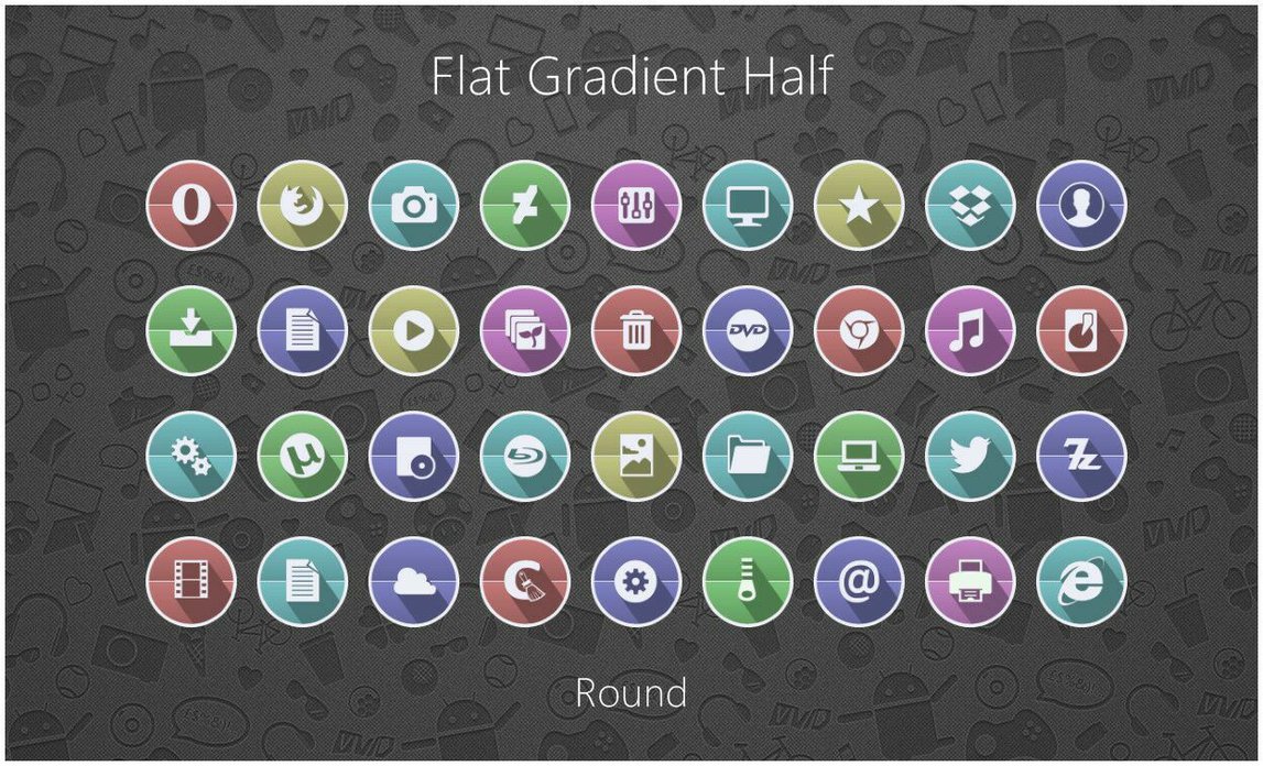 Flat Gradient Half Round Icons - - Fribly