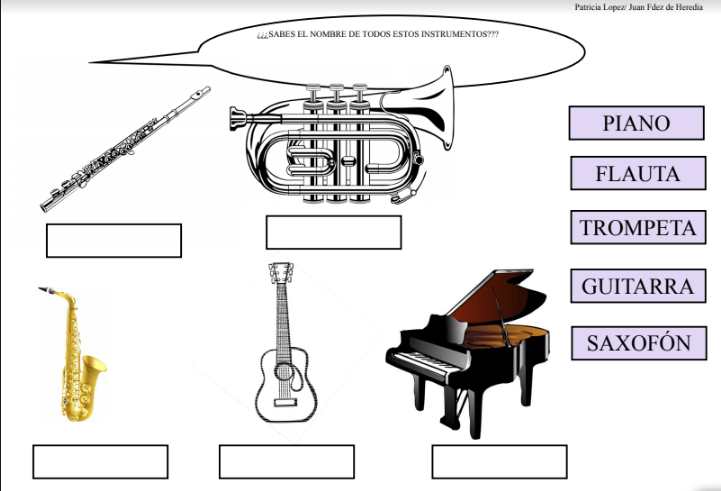 instrumentos musicales en ingles para niños de primaria