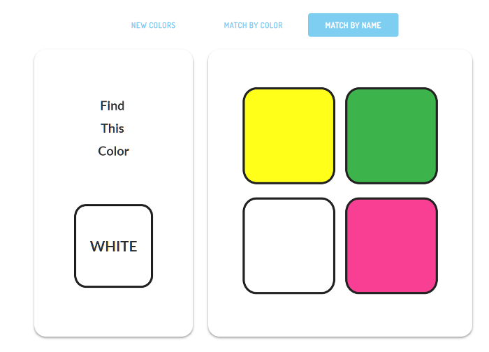 Find the color of the object by mixing the colors. Online Color Matching Game For Kids From Abcs To Acts