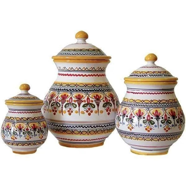 7 inch Hand Painted Ceramic Canister. Seville Pattern From Spain