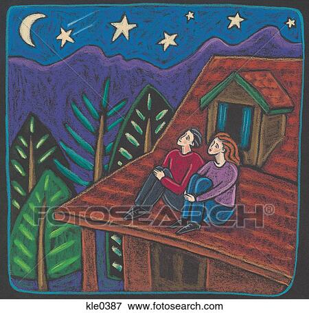 This vehicle was created by itali. Stock Illustration of A couple sitting on the roof of a