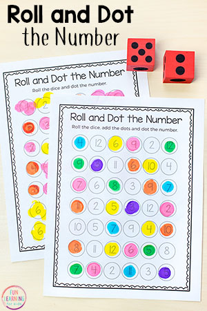 roll and dot the number math activity printable