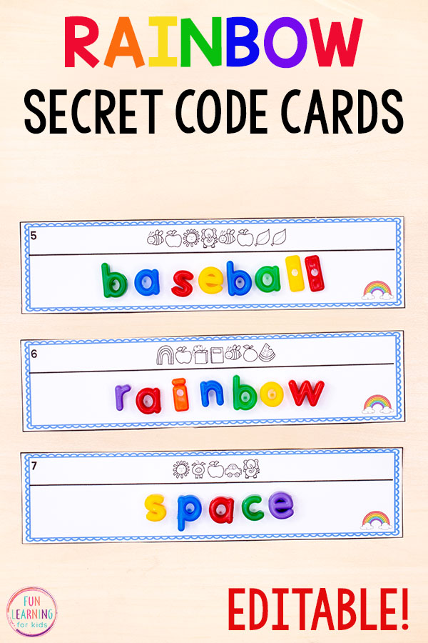 When was the last time you admitted you were wrong? Rainbow Secret Code Word Cards Editable Printable