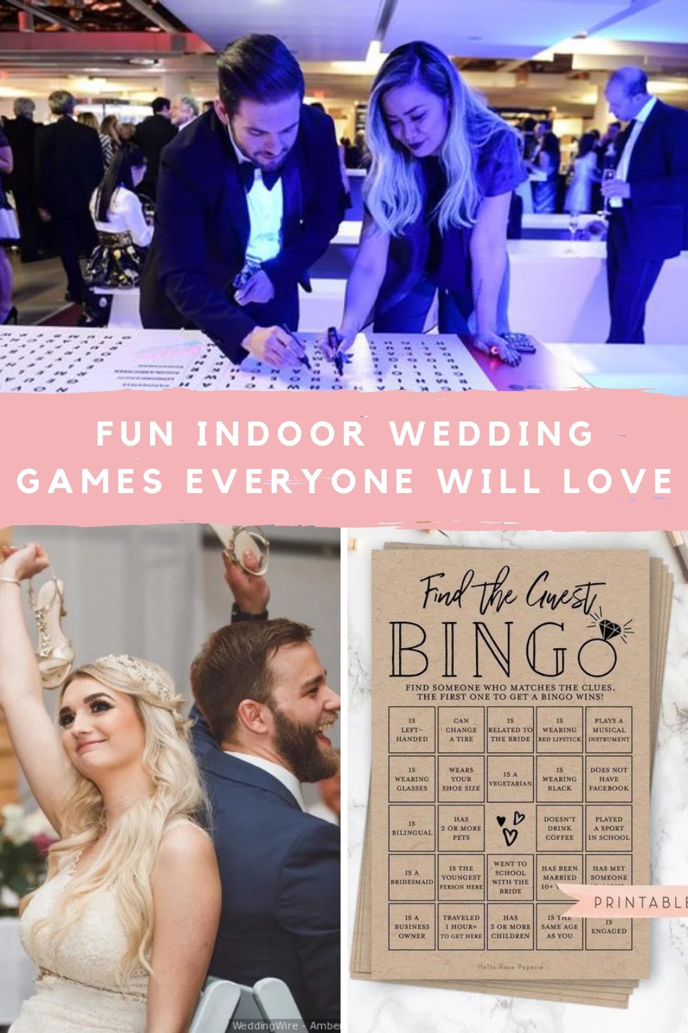 Make up bingo cards that have fun facts about some of your guests instead of the . Indoor Wedding Games Guests Will Actually Want To Play Fun Party Pop