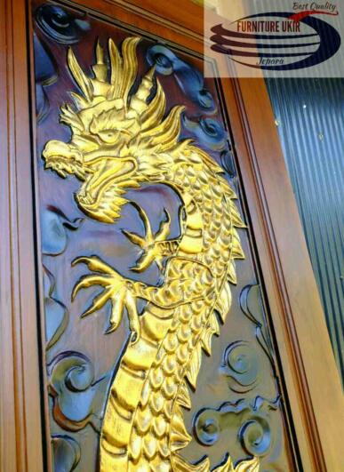 Pintu ukir naga kayu jati - KARYA UKIR FURNITURE JEPARA