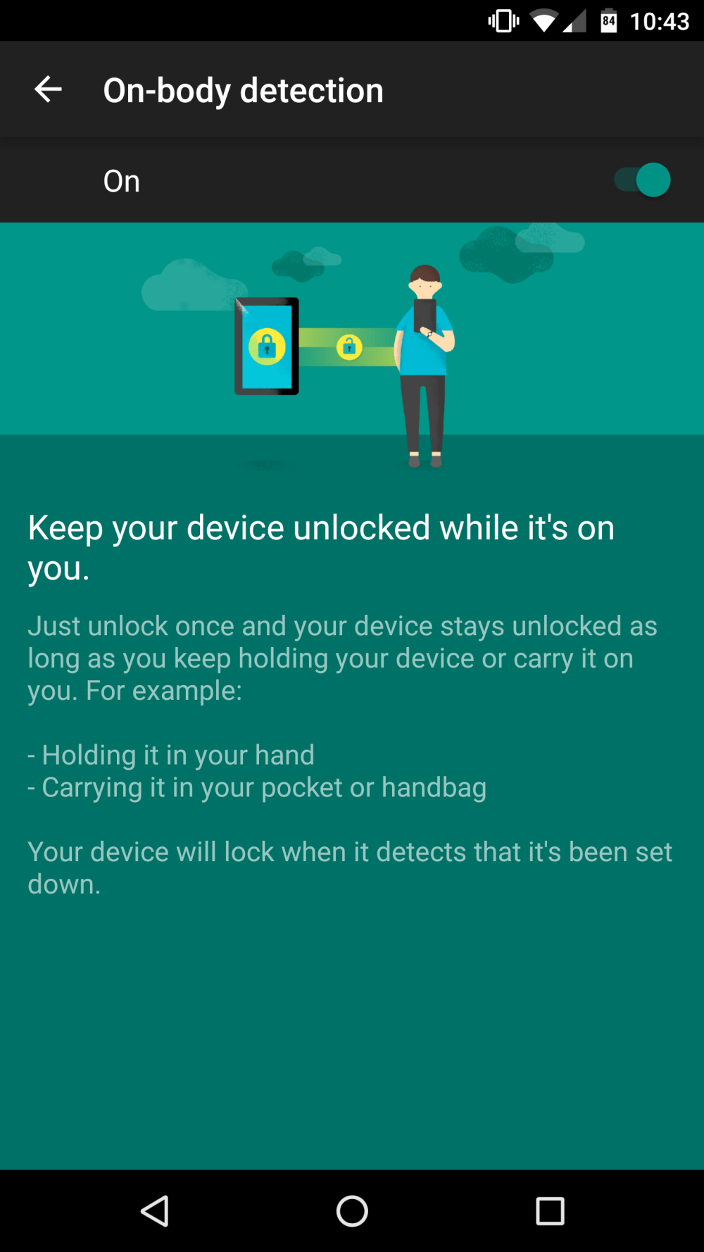 Android's onbody detection with Smart Lock and why you should enable