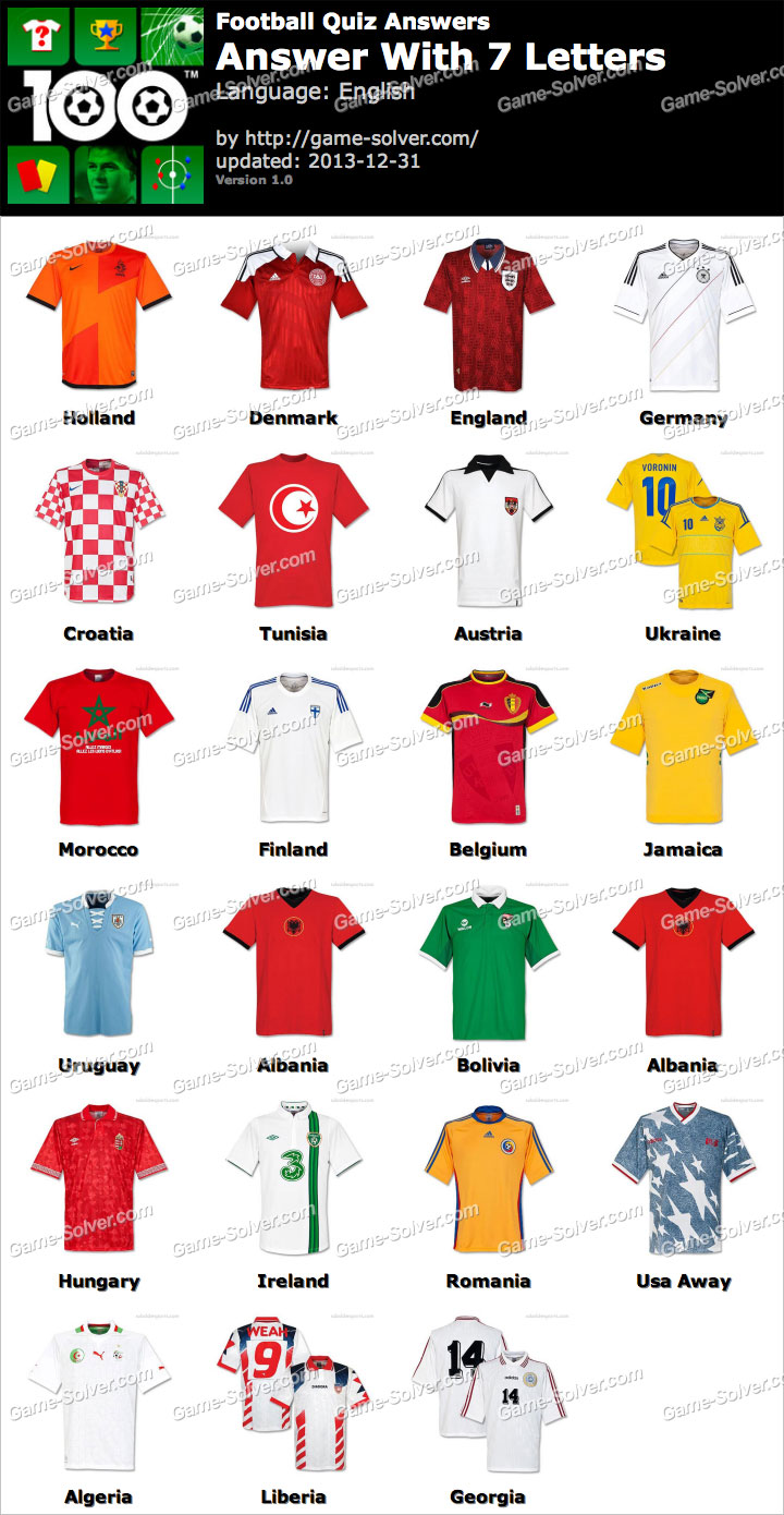 May 27, 2020 · 20 puzzles and riddle questions and answers for your virtual pub quiz. Football Quiz 7 Letters â¢ Game Solver