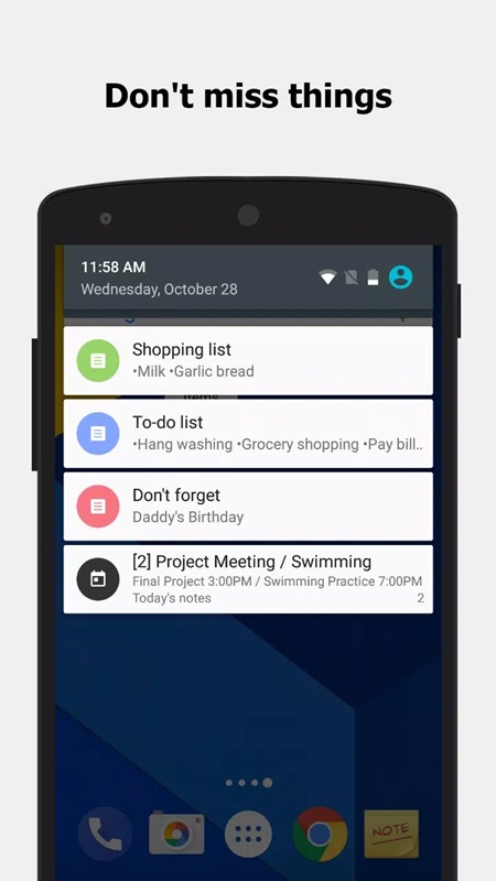 Set reminders for important notes to take in ColorNote MOD APK